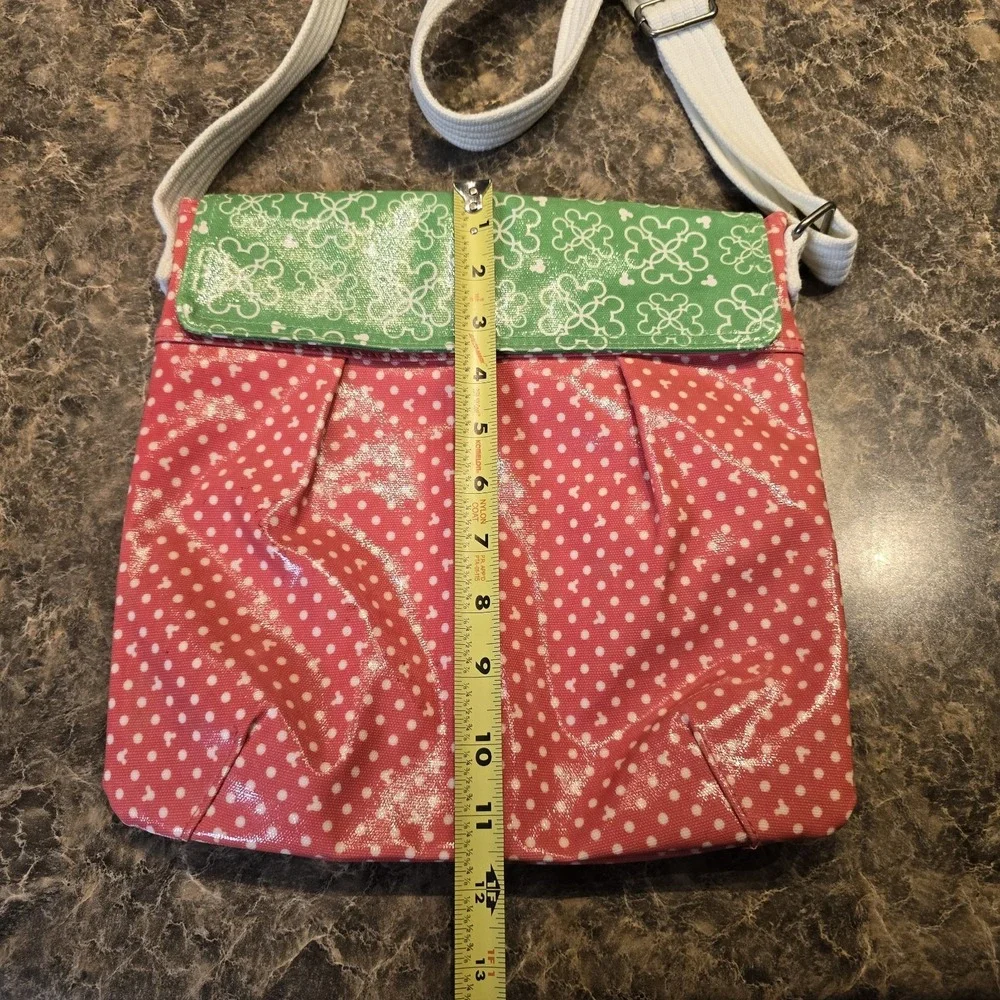 Disney Parks Crossbody Handbag Green & Red Vinyl - Picture 7 of 10